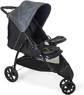 Carrinho de Bebê Passeio Reclinável Berço 3 Rodas de 0 Até 15kg Cross Trail Preto Cinza Galzerano