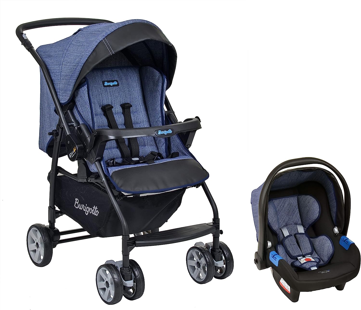 Carrinho de bebê Travel System Rio K Mesclado Azul, Burigotto