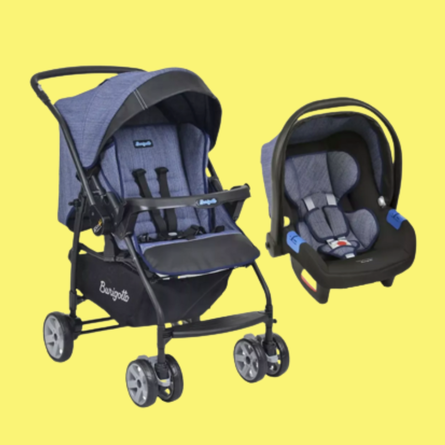 Carrinho de bebê Travel System Rio K Mesclado Azul, Burigotto