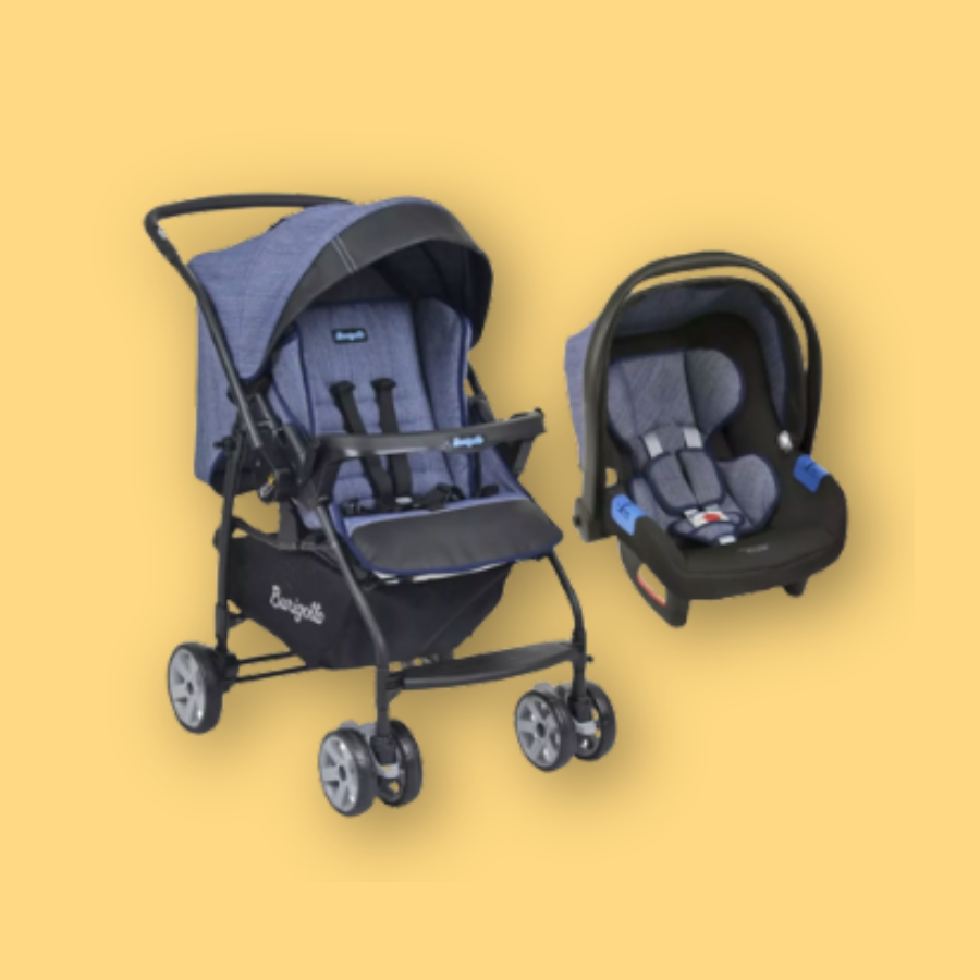 Carrinho de bebê Travel System Rio K Mesclado Azul, Burigotto