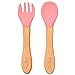 Kit Talheres Silicone E Bambu - Rosa