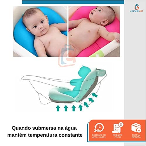 Almofada De Banho Para Bebê Banheira Flutuante Boia C/Alça Rosa Baby Style