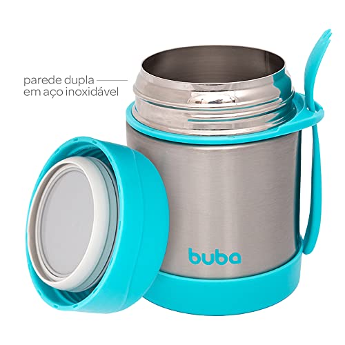 Pote Térmico Com Colher Azul, Buba