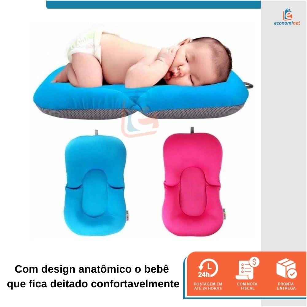 Almofada De Banho Para Bebê Banheira Flutuante Boia C/Alça Rosa Baby Style