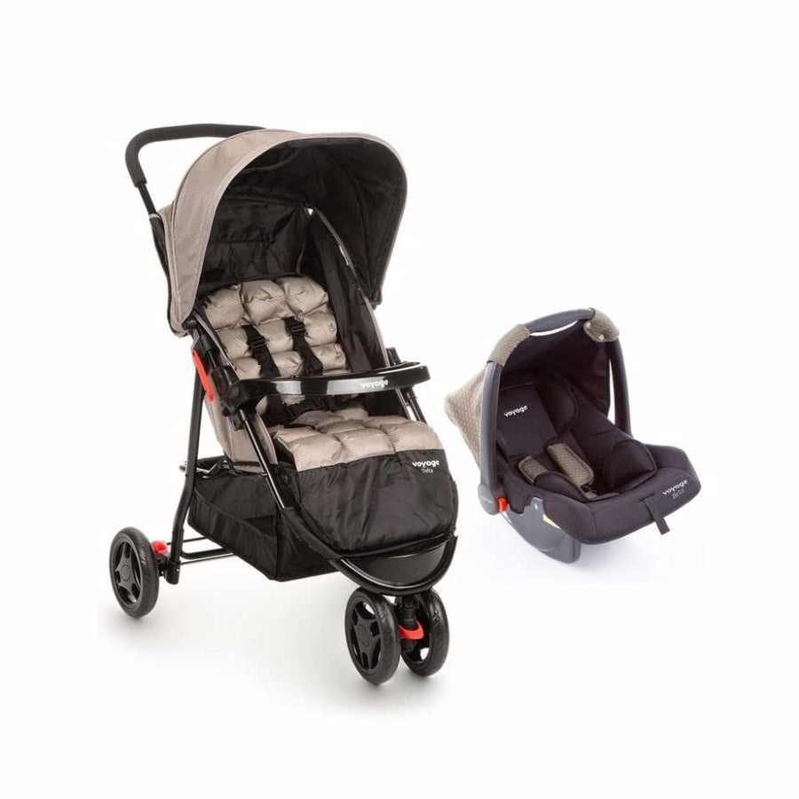 Conjunto Travel System Delta Duo Pro Bege Grid - Voyage