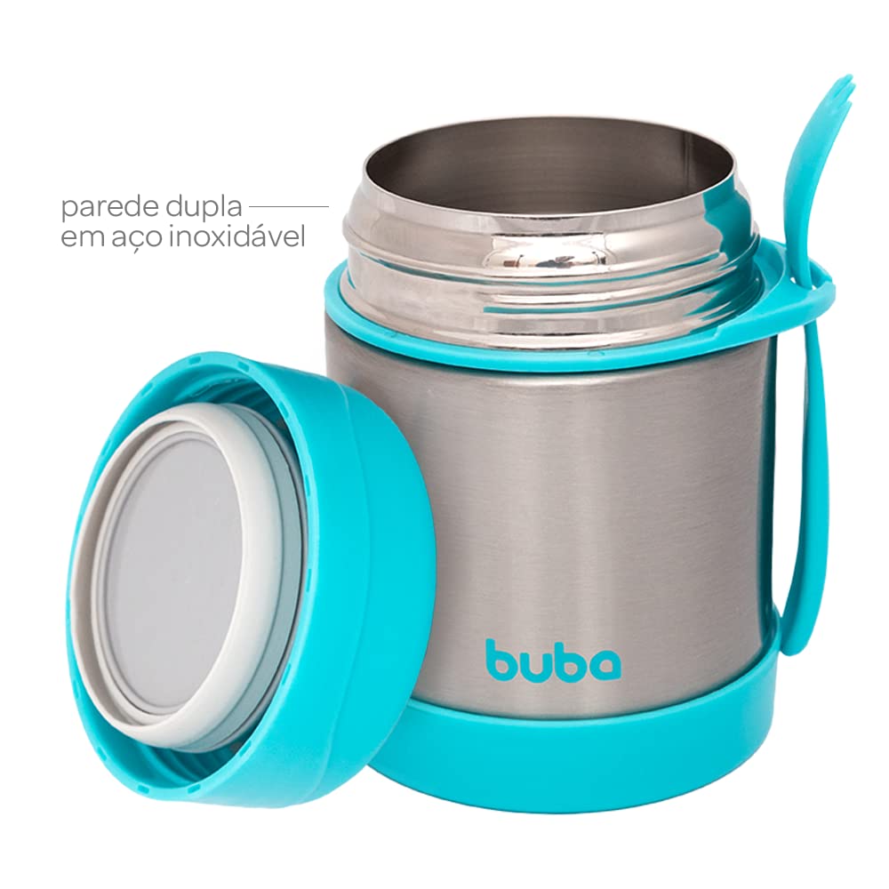 Pote Térmico Com Colher Azul, Buba