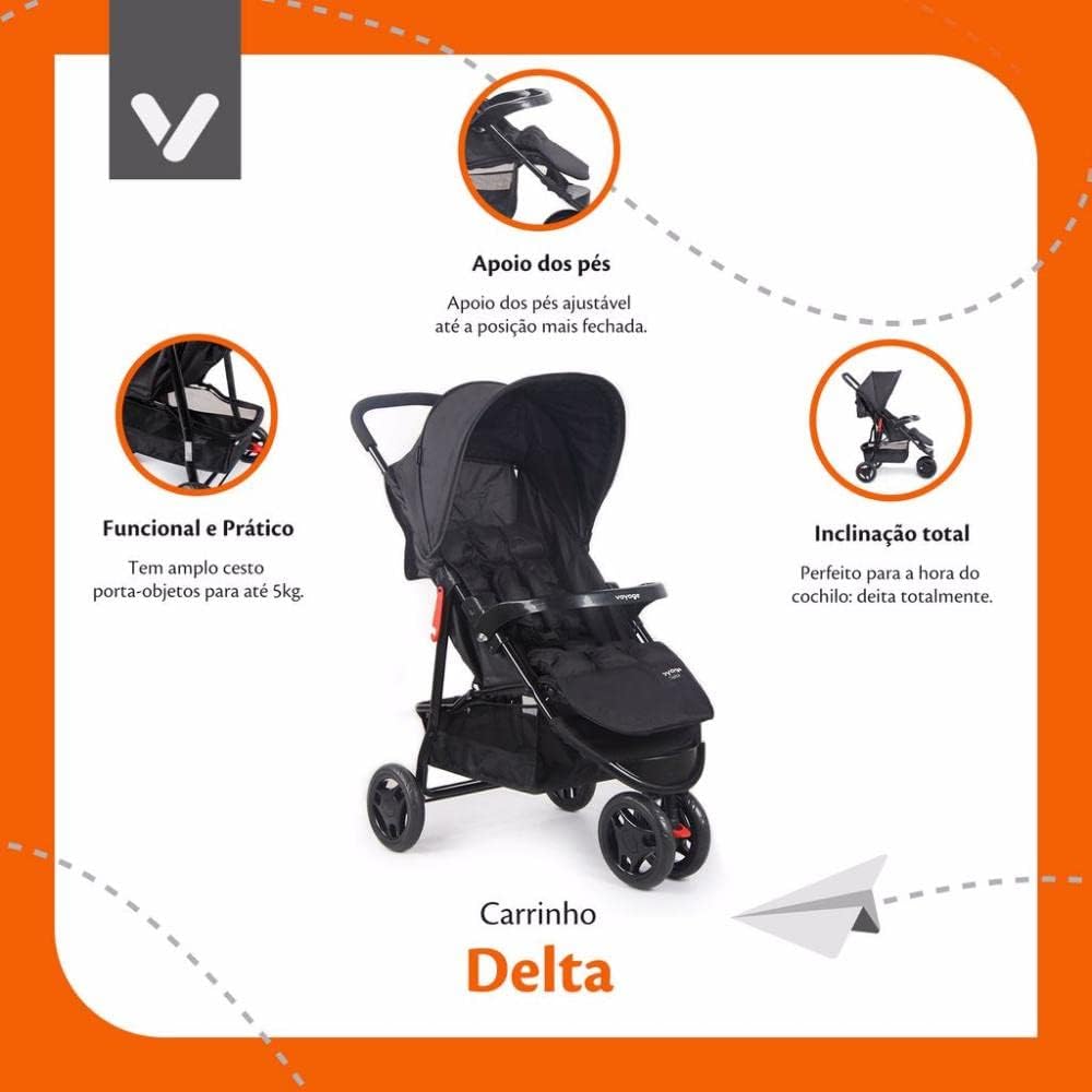 Carrinho De Passeio Para Bebê Delta Até 15kgs Rosa, Voyage