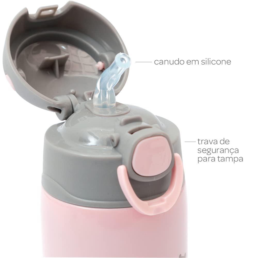 BUBA Garrafa Termica Parede Dupla 400 Ml Gumy - Rosa, Rosa, Tamanho único, Hora da Papinha