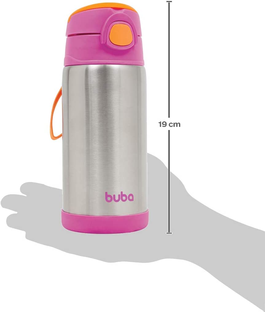 Garrafa Térmica Parede Dupla Rosa 400mL, Buba