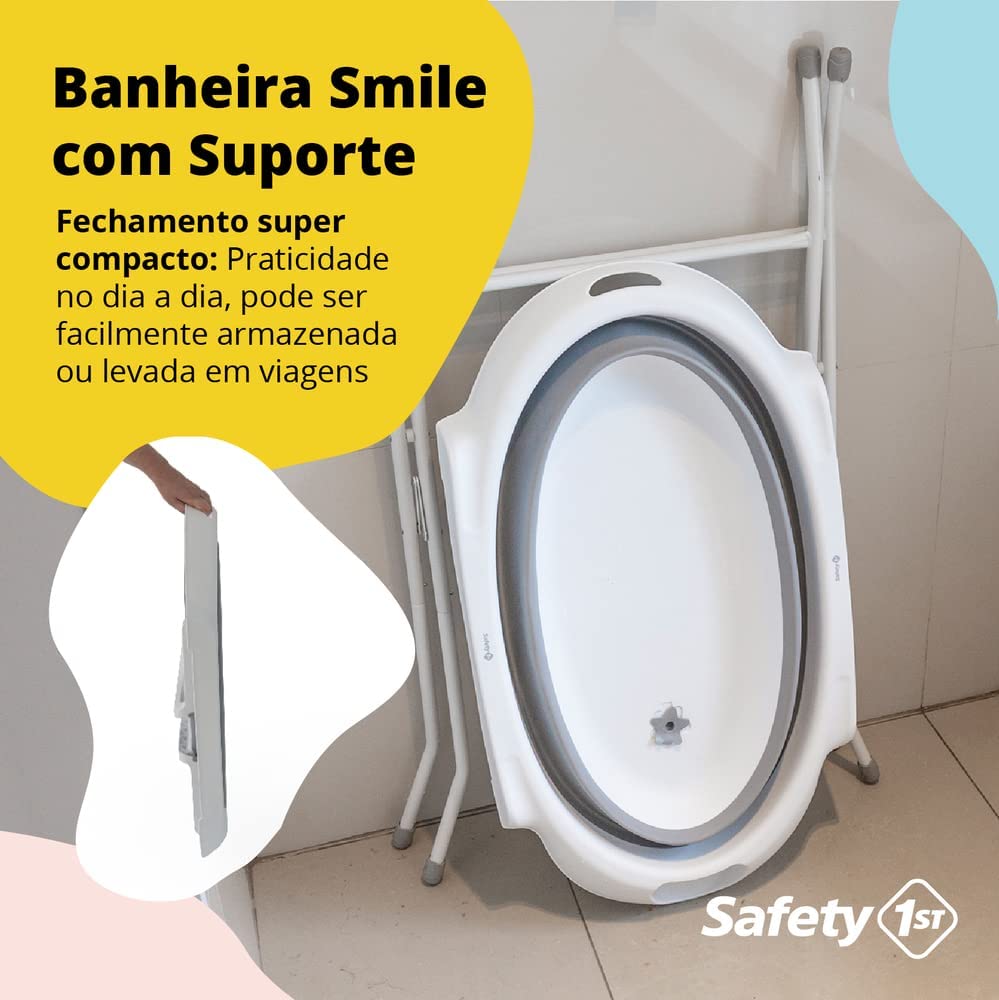 Banheira Smile com Suporte Cinza, Safety 1st