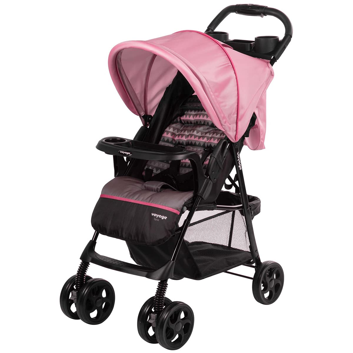 Voyage Carrinho de Bebê Passeio Vira Berço Spot Cinto 5 Pontos (Até 15kgs), Rosa Geo