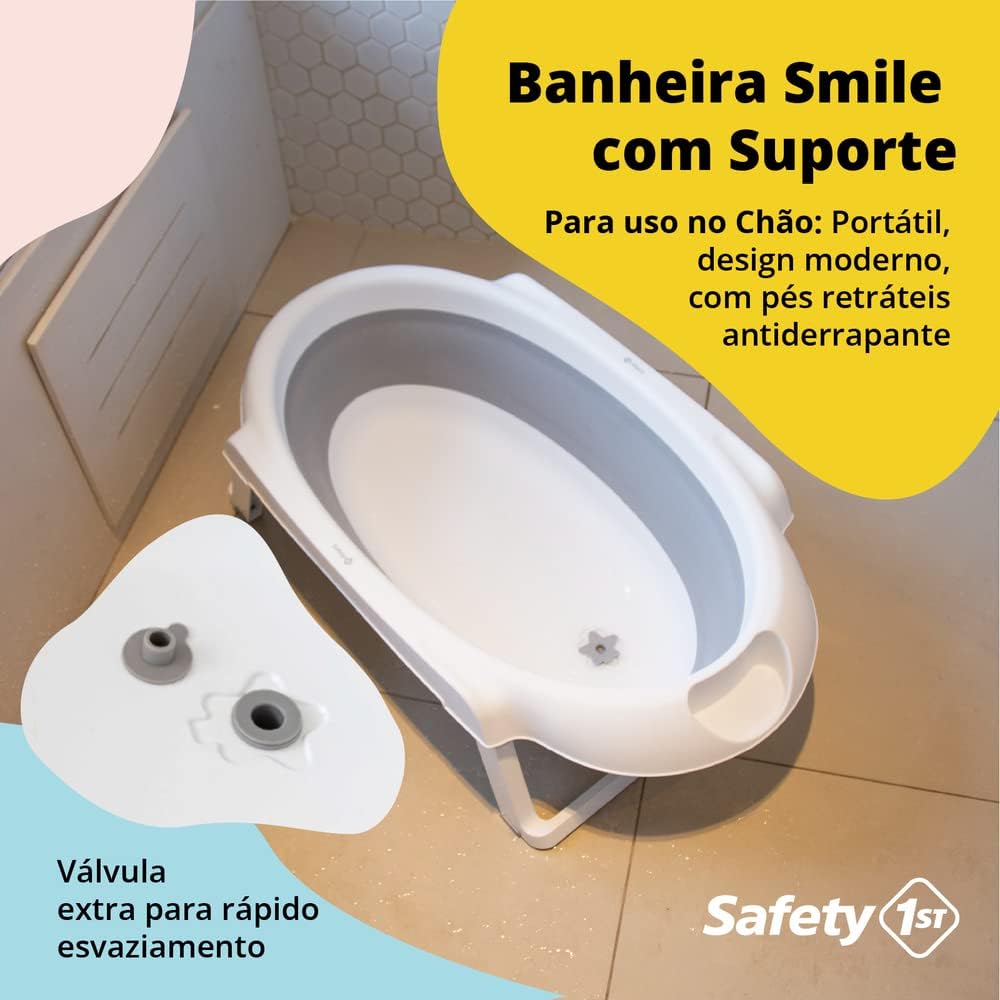 Banheira Smile com Suporte Cinza, Safety 1st