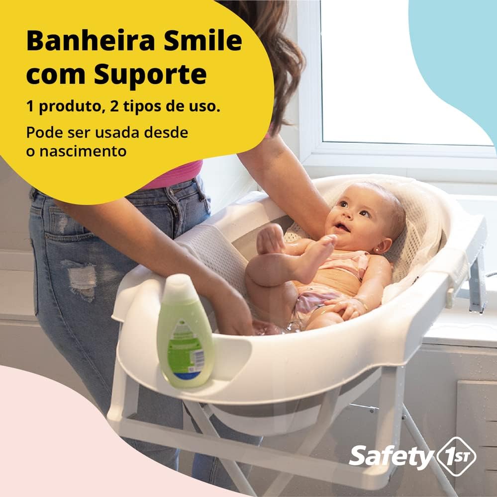 Banheira Smile com Suporte Cinza, Safety 1st