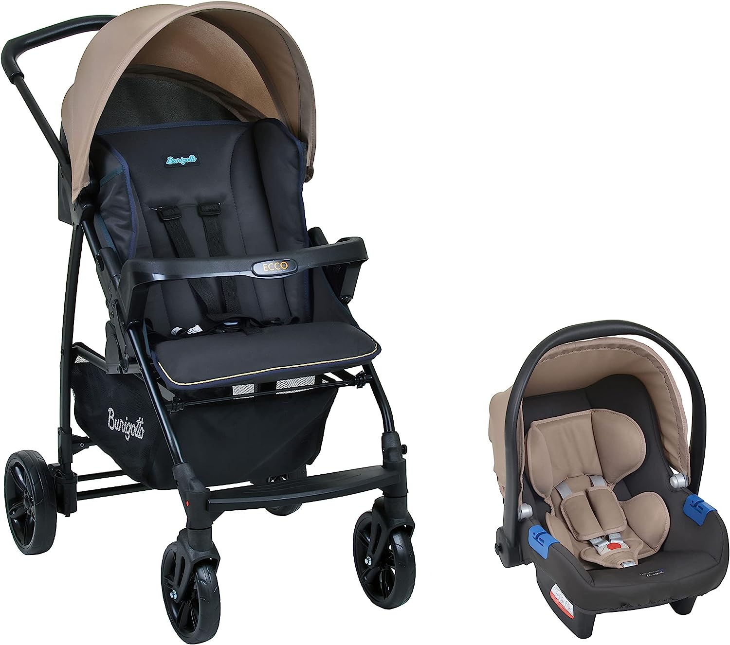Carrinho de bebê Ecco System, Bege, Até 15 kg, Burigotto