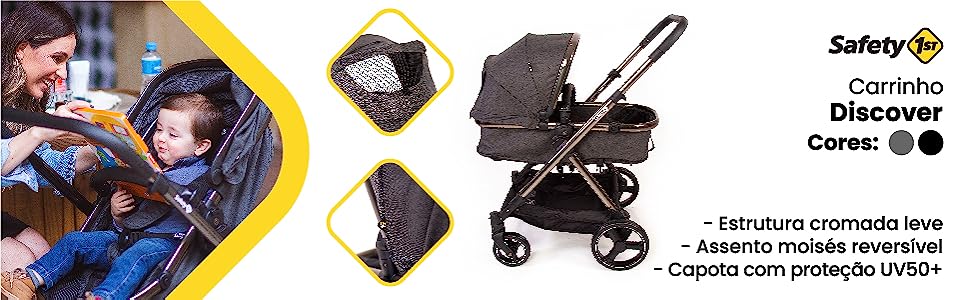 Carrinho de Bebê Discover, Grey Chrome, Safety 1st